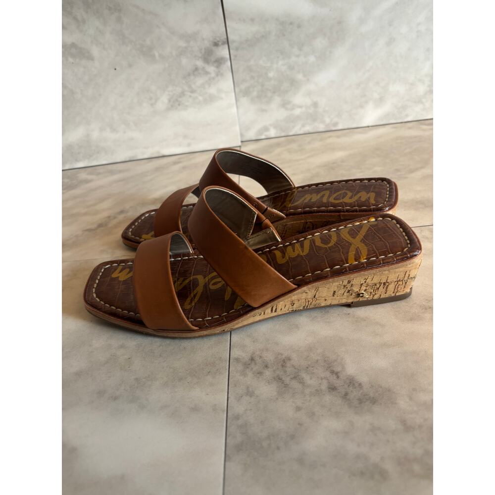 Sam Edelman Vena Wedge Sandals brown Leather Upper slip on Shoes Size 8 - Picture 4 of 7